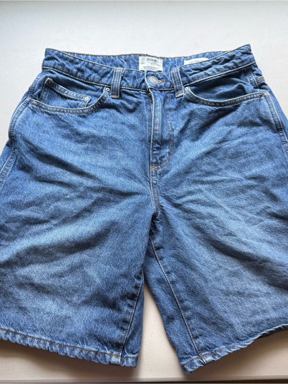 Cotton All super baggy jorts , womens Blue Denim Jeans - mid rise  relaxed fit